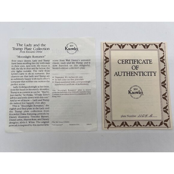 Walt Disney Lady And The Tramp Moonlight Romance Limited Edition CollectorS Plat - Picture 5 of 5